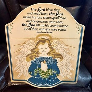 Inspirational Angel Wall Plaque - Cream and Blue